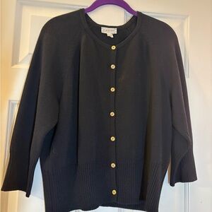St. John Knit Black  Button-Up Women's Cardigan.